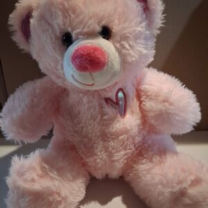 Pink Plush Teddy Bear Stuffed Toy with Heart Detail